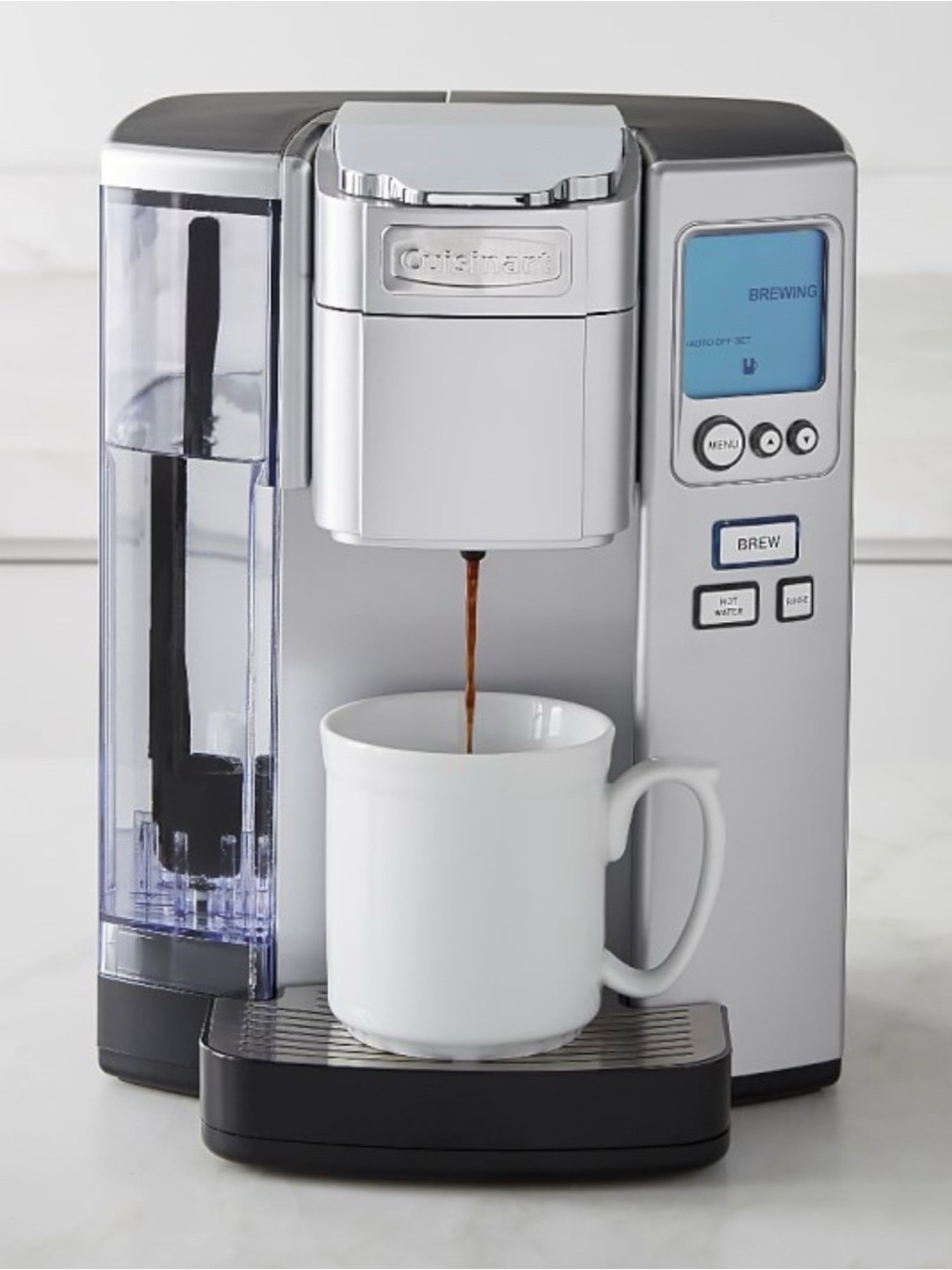 Cuisinart Silver Single-Serve Coffee Brewer with Clear Water Reservoir Like New